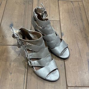 nicole Brand, Silver Lace Up Heels, Women’s Size 10.